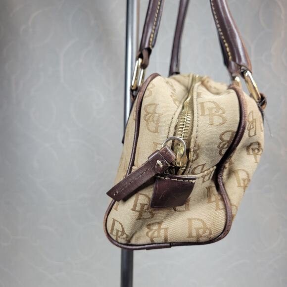Dooney & Bourke Womens Monogram Bag Brown Signature Canvas Leather Trim Y2K - Picture 14 of 16
